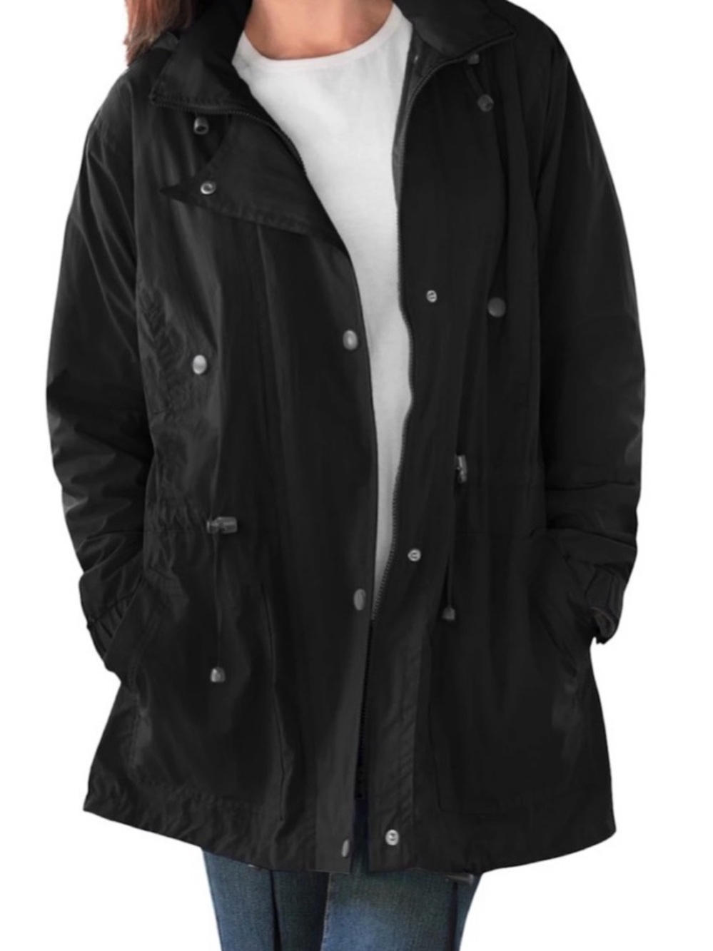 Woman Within Hooded Taslon Anorak Jacket w/Removable Fleece Lining | Sz 26/28 2x